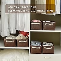 Vista 2 de TheWarmHome - Canasta de lona plegable con asas para almacenar y organizar estantes, ropa, juguetes o armario, ideal para regalo, tamaño pequeño, 12