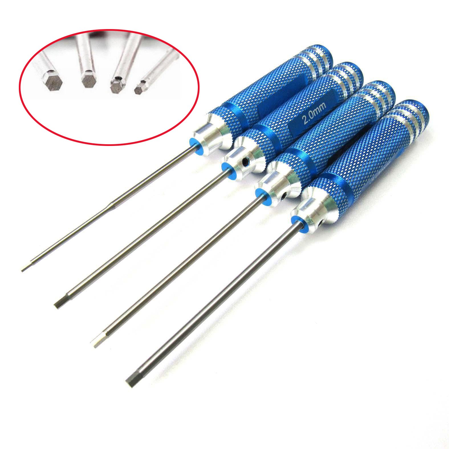 powerdayHex Screwdriver Screw Driver Tool Kit Set for RC Car Helicopter Blue(1.5mm 2.0mm 2.5mm 3.0mm)