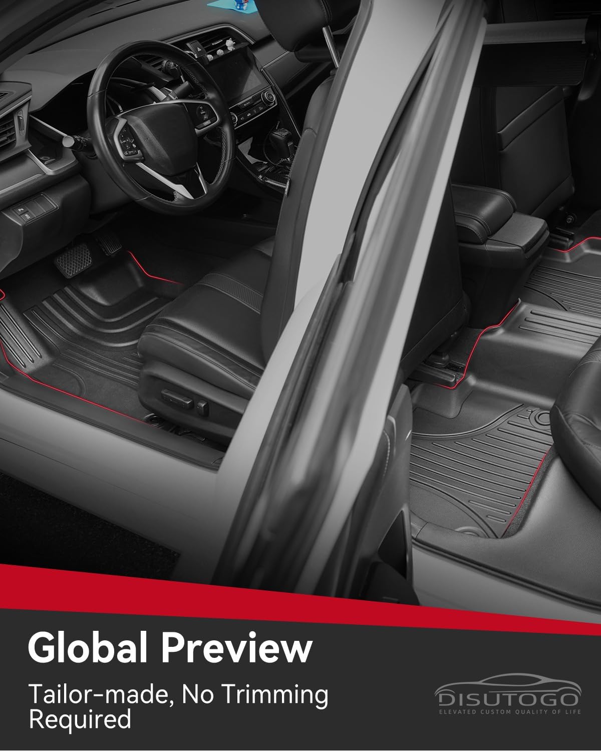 Floor Mats Set Compatible with Hyundai Elantra Elantra N 2021-2025 2026 (Include Hybrid), TPE Cargo Mat All Weather Protection Floor Mat Heavy Duty Trunk Liners Accessories