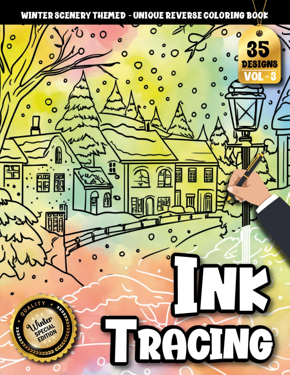 Ink Tracing Book For Adults: Mindful Tracing and Coloring of Winter Scenery – A Therapeutic Art Experience for Calm and Inspiration (Winter Scenery Series)