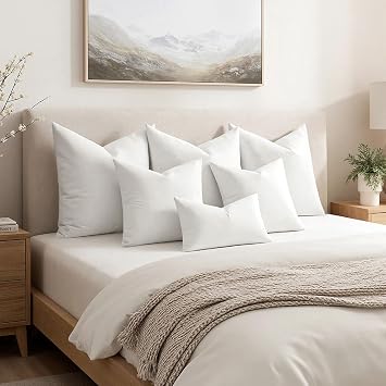 MIULEE Premium Feather and Down 26x26 Throw Pillow Insert Soft Fluffy Throw Pillow Double-Layer Cotton Fabric for Sofa Bed Couch Prevents Feather Leakage