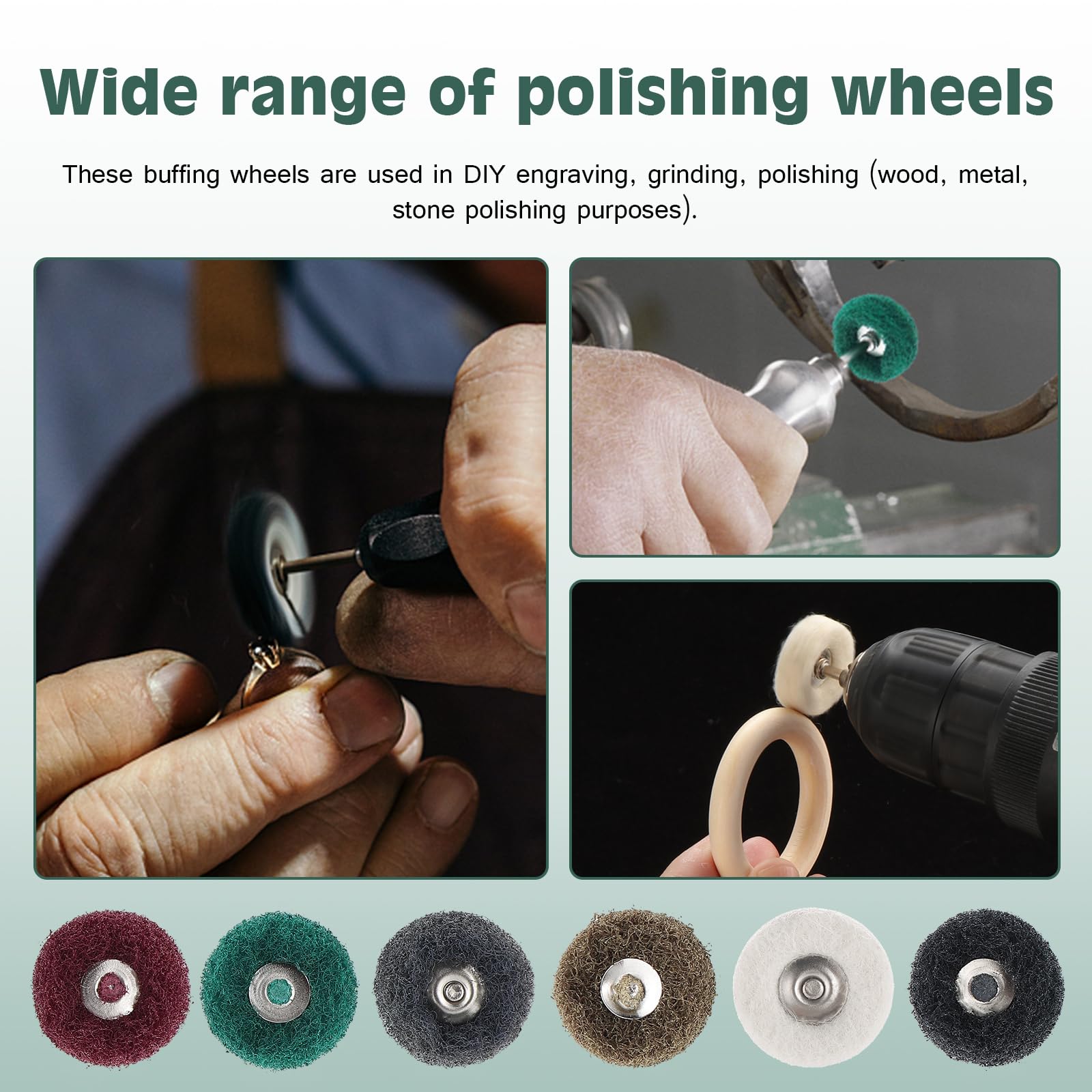 Gueenky 60 Pièces Roues de Polissage Abrasif 25 mm, Grain 80 150 240 320 600 1000 Roue Abrasive pour Dremel Outils Rotatifs, Tampon à Récurer Roue de Polissage pour Polir, Dépoussiérer, ébavurer