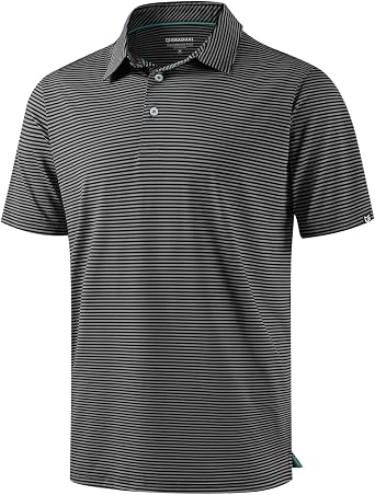 Mens Golf Shirt Dry Fit Performance Short Sleeve Striped Polo Shirts
