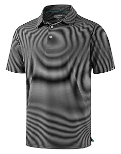 G Gradual Mens Golf Shirt Dry Fit Moisture Wicking Performance Short Sleeve Striped Polo Shirts for Men Dressy