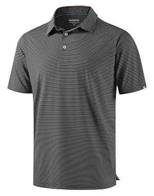 G Gradual Mens Golf Shirt Dry Fit Moisture Wicking Performance Short Sleeve Striped Polo Shirts for Men Dressy