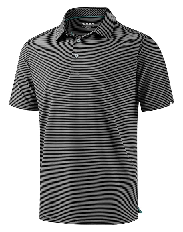 G Gradual Mens Golf Shirt Dry Fit Moisture Wicking Performance Short Sleeve Striped Polo Shirts for Men Dressy