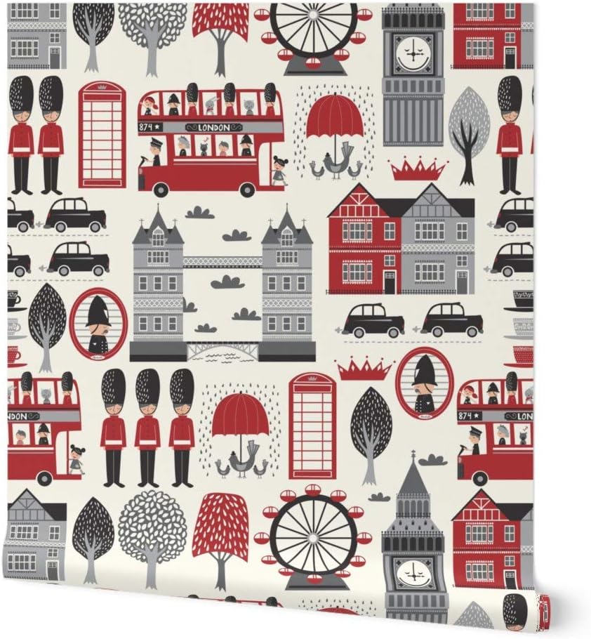 Peel & Stick Wallpaper 3ft x 2ft - London British Bus Great England Custom Removable Wallpaper by Spoonflower