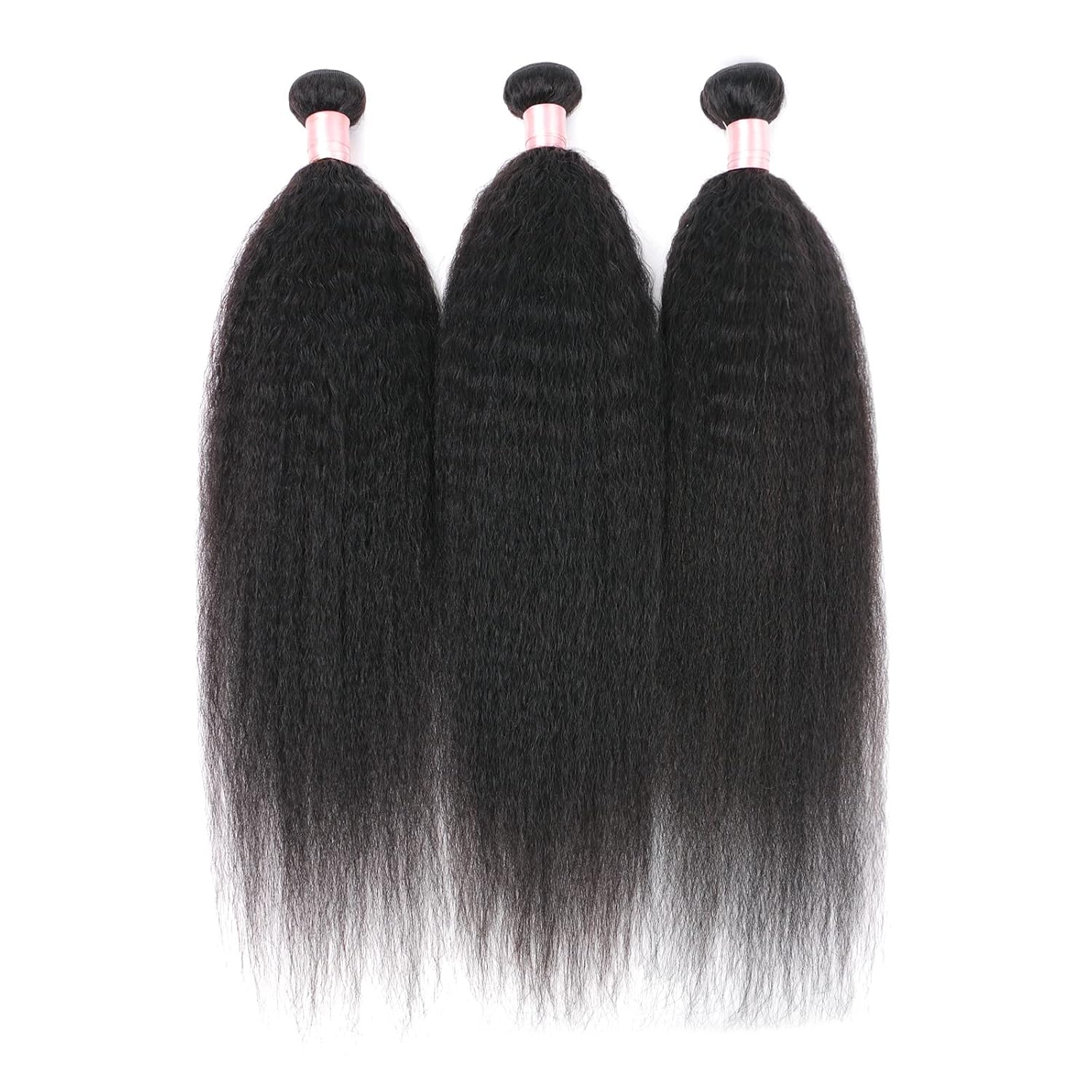 Long 3 Bundles Kinky Straight Unprocessed Virgin Hair Brazilian Yaki Straight Human Hair Extensions Natural Black 26 26 26 inches Kinky Straight Human Hair Weave