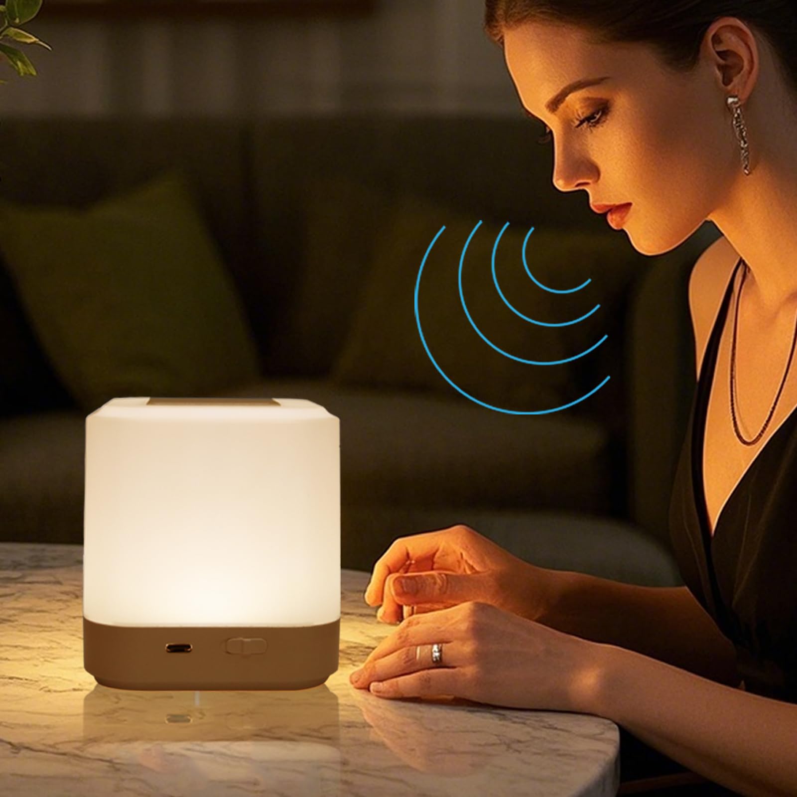 Touch Lamp for Nightstand Speech Control Bedside Lamp Touch Control for Bedrooms Smart Rechargeable Night Light Eye Caring