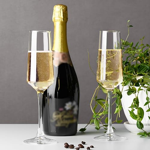 Miniatura 5 de PARACITY Copas de champán, juego de 2 copas de champán, elegantes copas de champán de 8.5 onzas, regalo para cumpleaños, bodas, Navidad, copas de