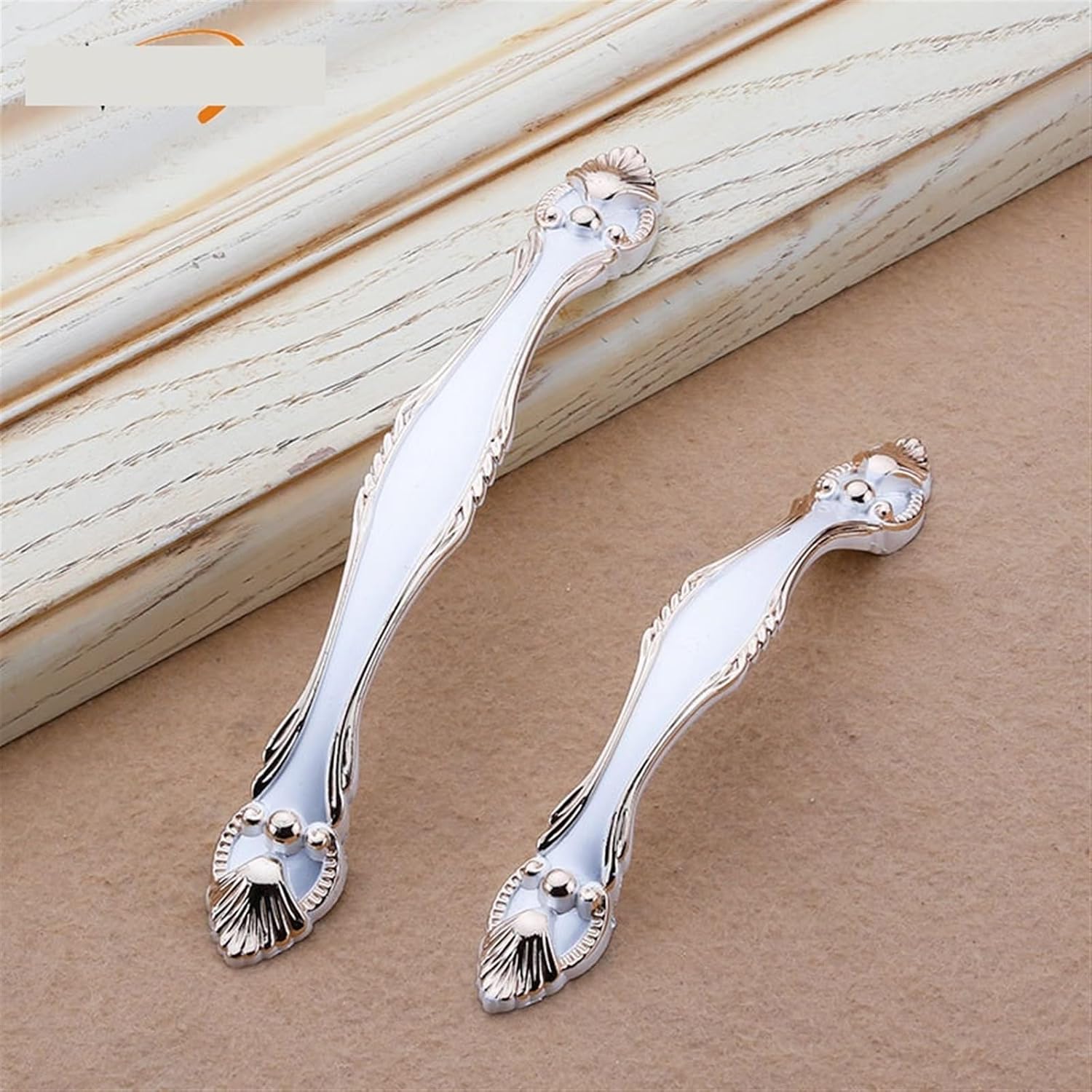 Furniture Handles Wardrobe Door Pulls Zinc Alloy Cabinet Furniture Door Handles 96/128mm Hole Pitch Handles for Furniture 1Pcs(White 128mm)