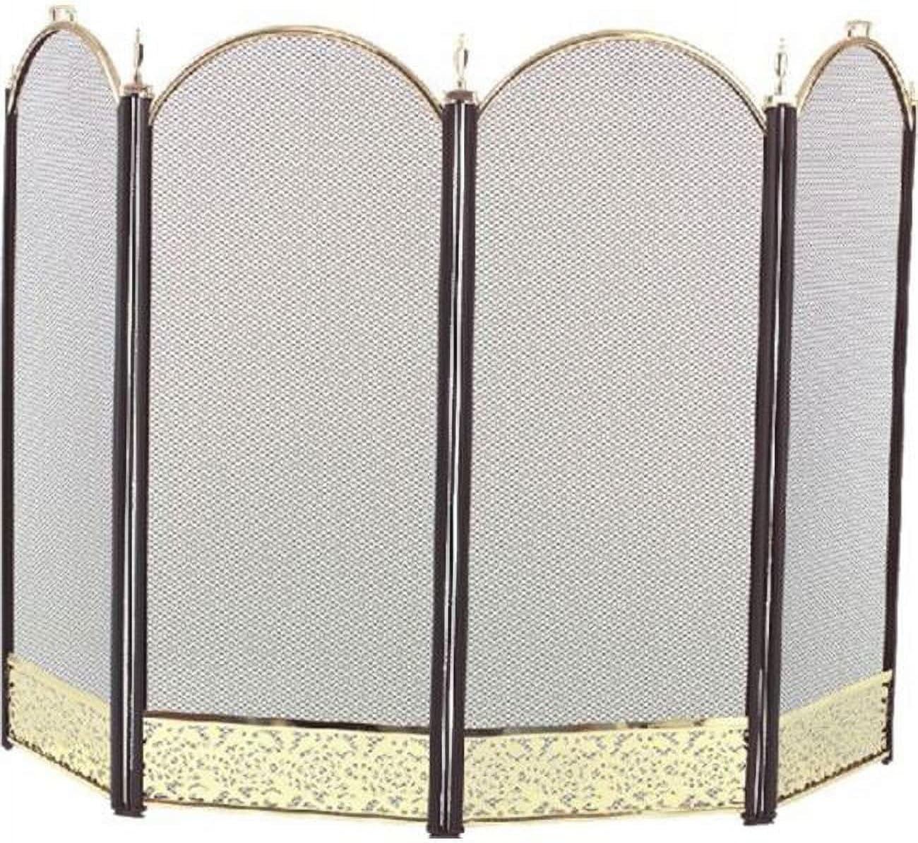 4 Fold Arched Screen Black & Polished Brass