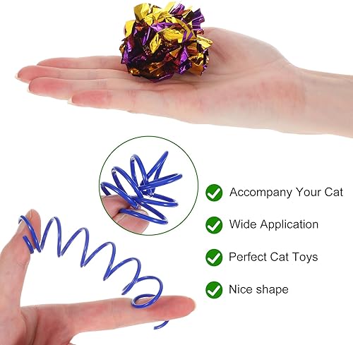 Miniatura 3 de 30 piezas de juguete arrugado para gatos y resortes para gatos, juguetes interactivos para gatos de interior, gatitos, ejercitar, jugar,