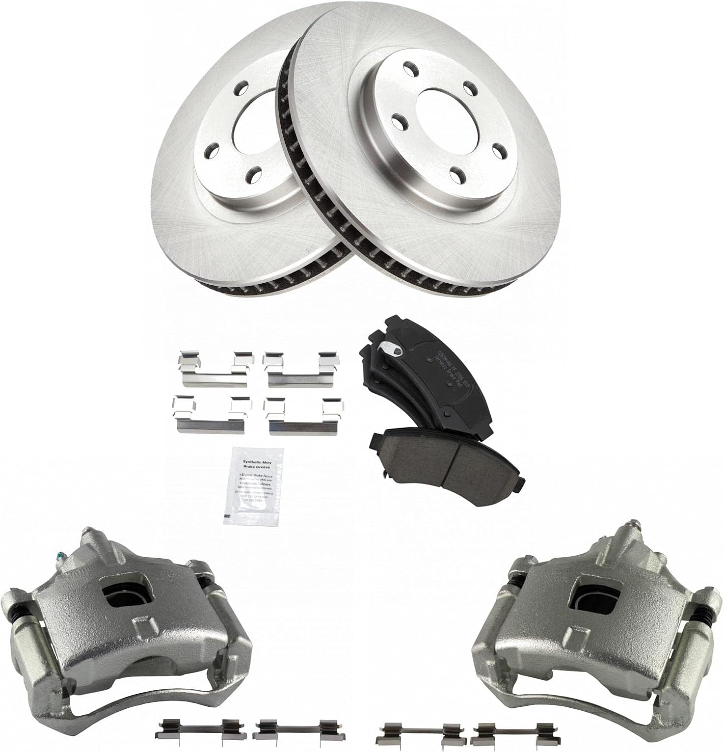 TRQ Front Brake Pad & Rotor Set Ceramic Calipers Compatible with 1997-2005 Buick LeSabre Cadillac DeVille Chevy Impala Monte Carlo 1997-2003 Oldsmobile Aurora Intrigue 2000-2003 Pontiac Bonneville