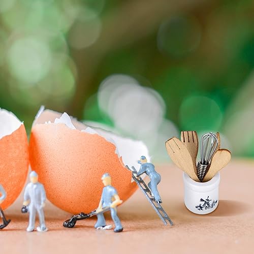 Miniatura 6 de 38 piezas a escala 11216, accesorios de cocina en miniatura para casa de muñecas, incluye 32 mini platos para muñecas, cuchillo, tenedor, cuchara, 6