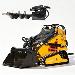 MACHPRO Mini Skid Steer Loader, 24HP Stand-On Compact Track Loader with 4-in-1 Bucket