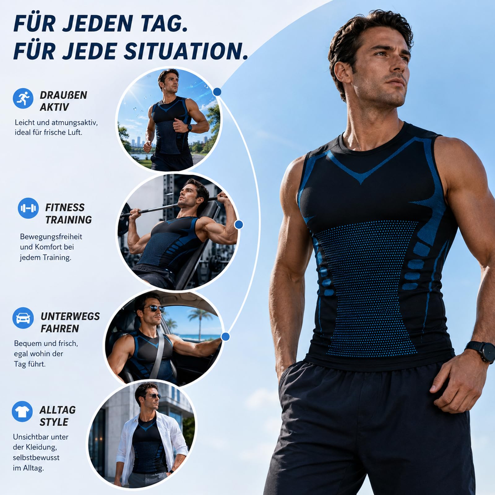 Slimpur Kompression Shirt, Slimx Slimpur Kompressions-Shirt Bauchweg Herren, Schnelltrocknend, Atmungsaktiv, Leicht und Bequem, für Fitness und Alltag