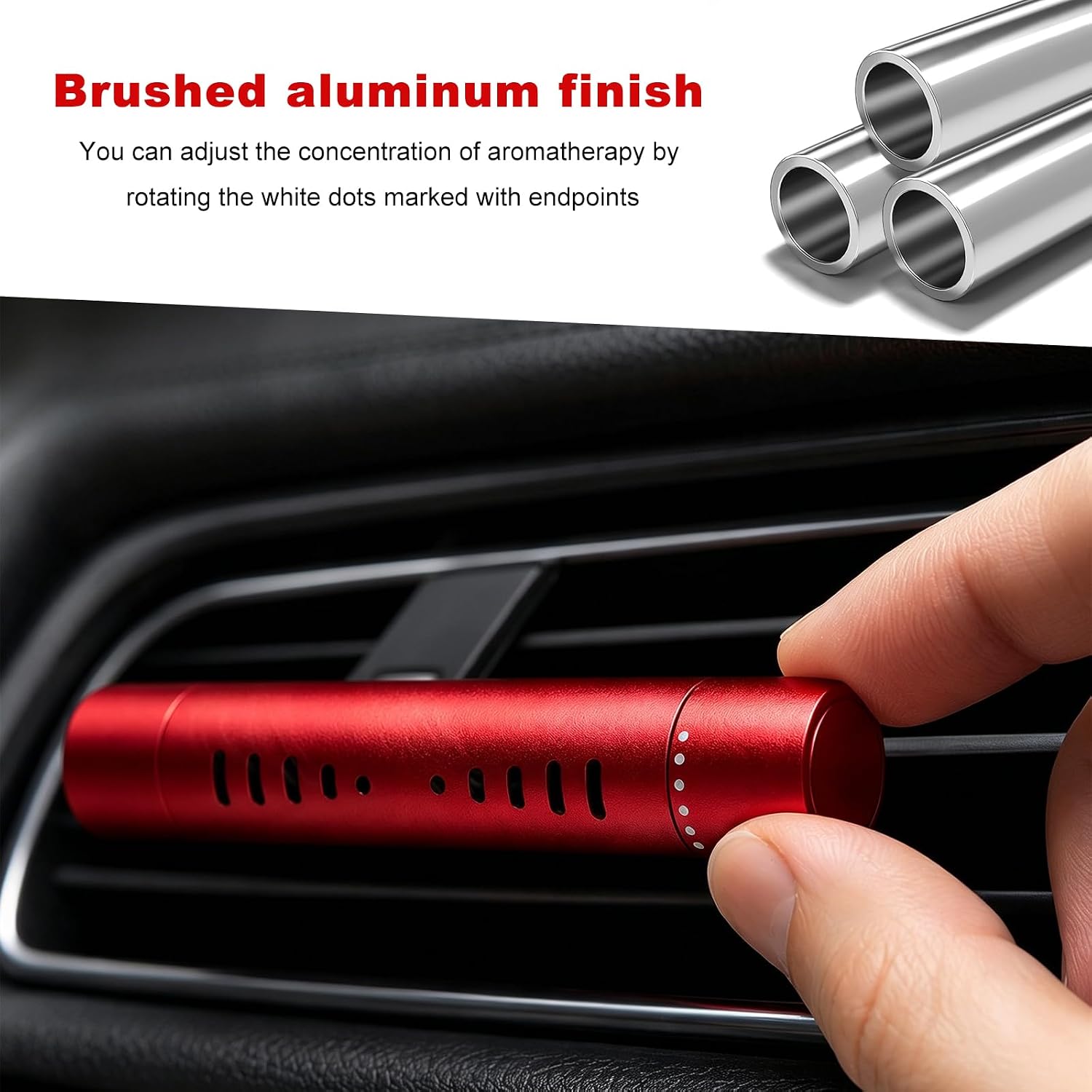 2 PCS Car Air Freshener Vent Clips, Adjustable Scent Control Vehicle Vent Clip with Aroma Refill Sticks, Cylindrical Air Outlet Freshener Essential Diffuser for Car Office Home (Red) image 4