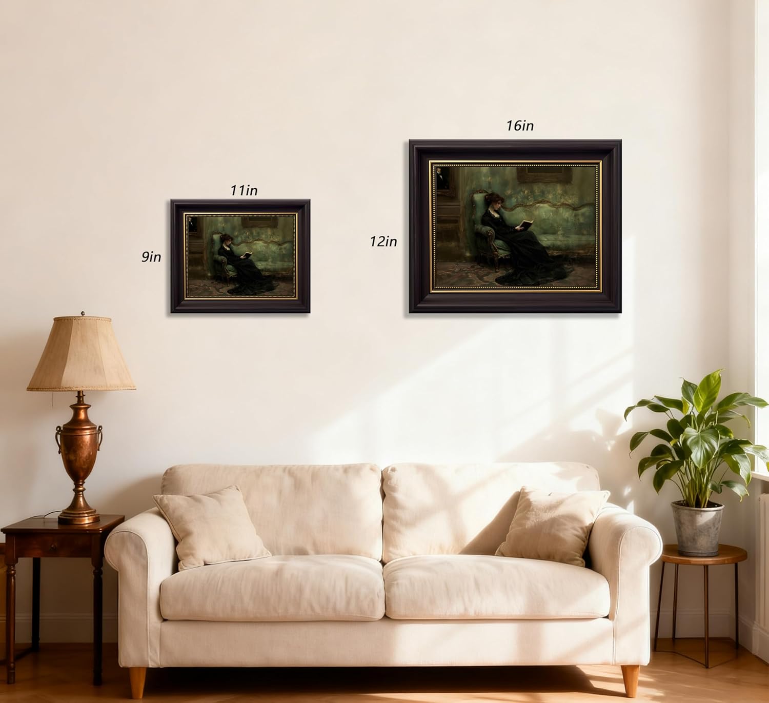 Framed Vintage Woman Reading Book Canvas Wall Art Young Woman read After the Dance Painting Wall Decor Elegant Lady Sitting Poster Printing Artwork for Living Room Bedroom Home Decoration