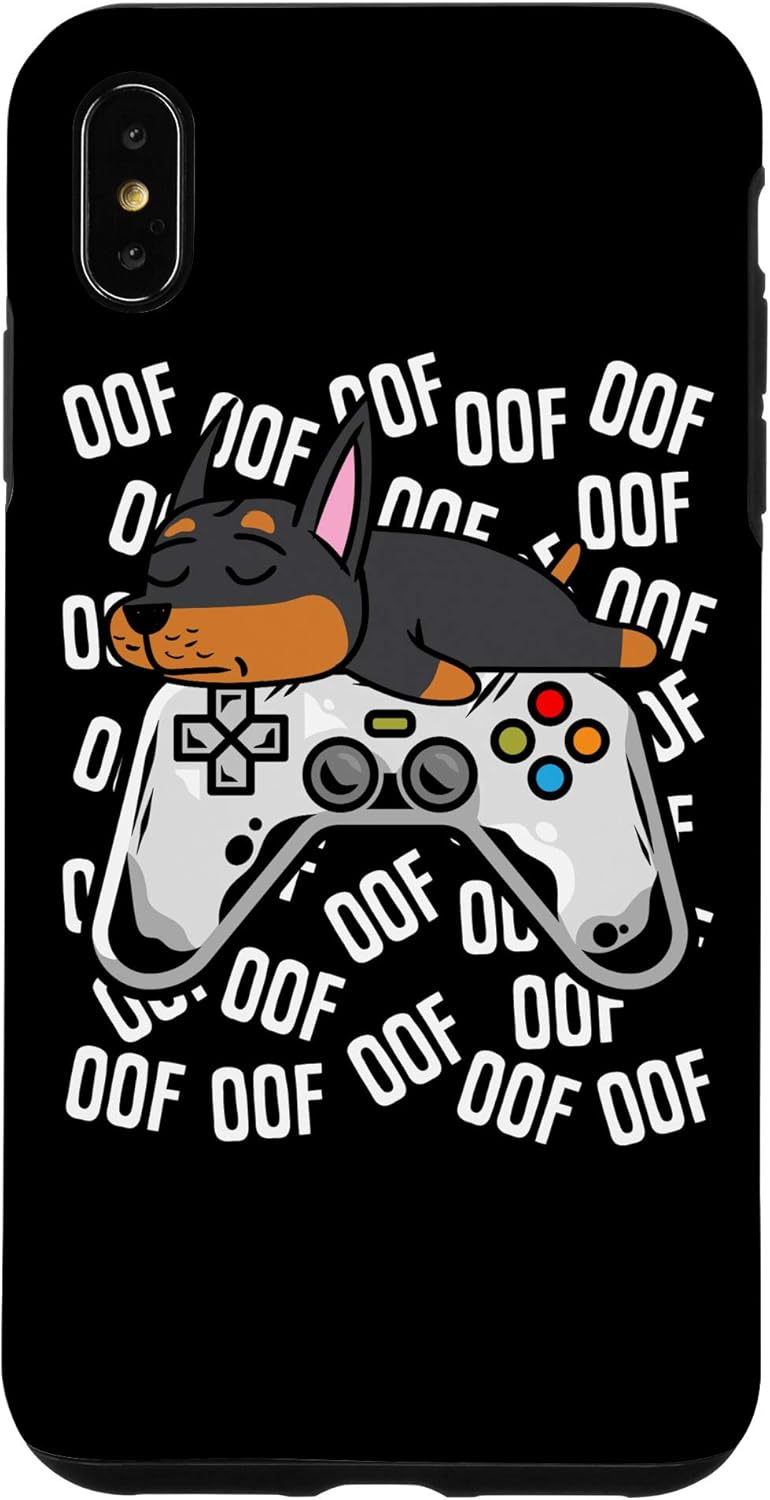 iPhone 11 Pro Max Doberman Video Game Noob Oof Kids Boys Girls Gift Case
