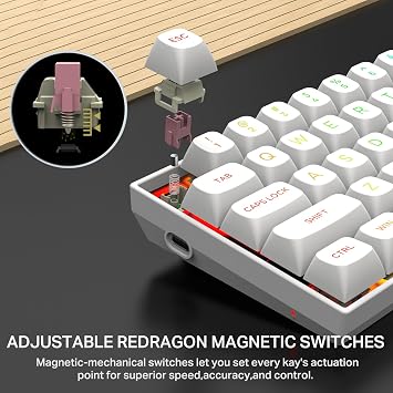 E-YOOSO 60% Gaming Keyboard, Rapid Trigger Mechanical Keyboard Hall Effect 8K Polling Rate, Gasket Structure with Sound Dampening Foam HotSwap, RGB Backlit Keyboard Wired for Mac &Win (White)