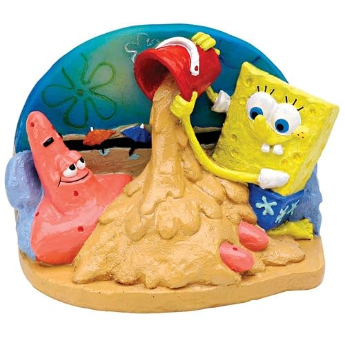 Penn-Plax Bob Esponja Squarepants® Adorno de Acuario de 3 Pulgadas de Bob Esponja y Patricio en la Arena