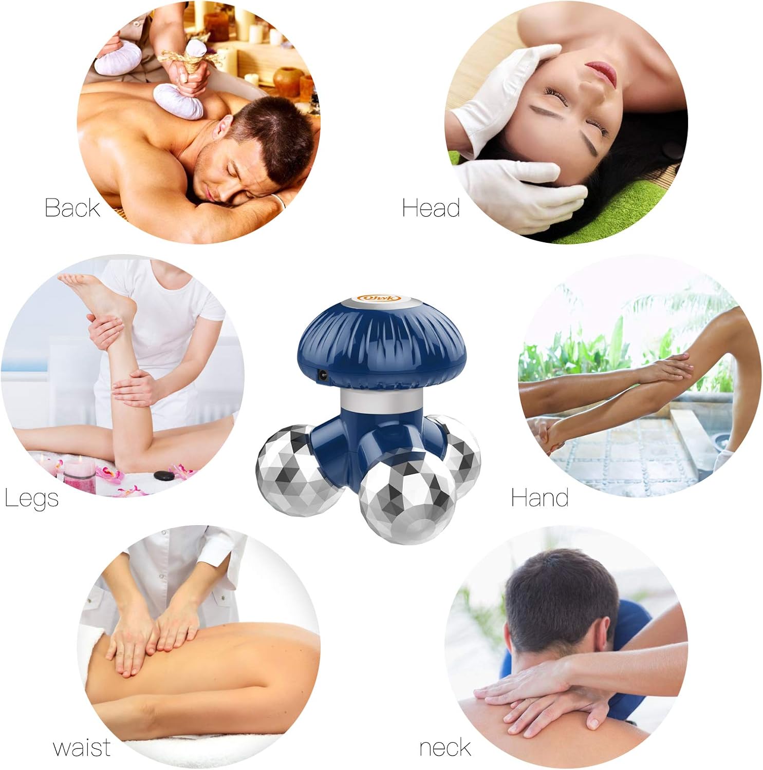 Handheld Electric Massager, Battery Operated or USB Power, 3 Kneading Massage Heads, Mini Portable Body Vibrating Massage for Neck, Shoulder, Back, Hand, Leg Muscle Massage