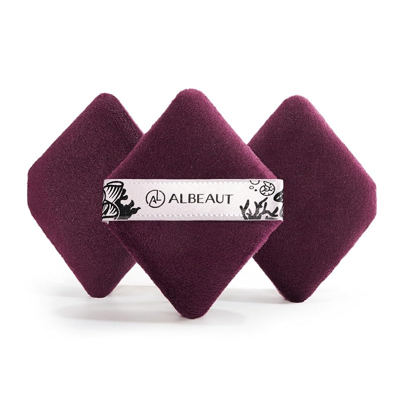 ALBEAUT Puff grande para pó de veludo, 3 unidades