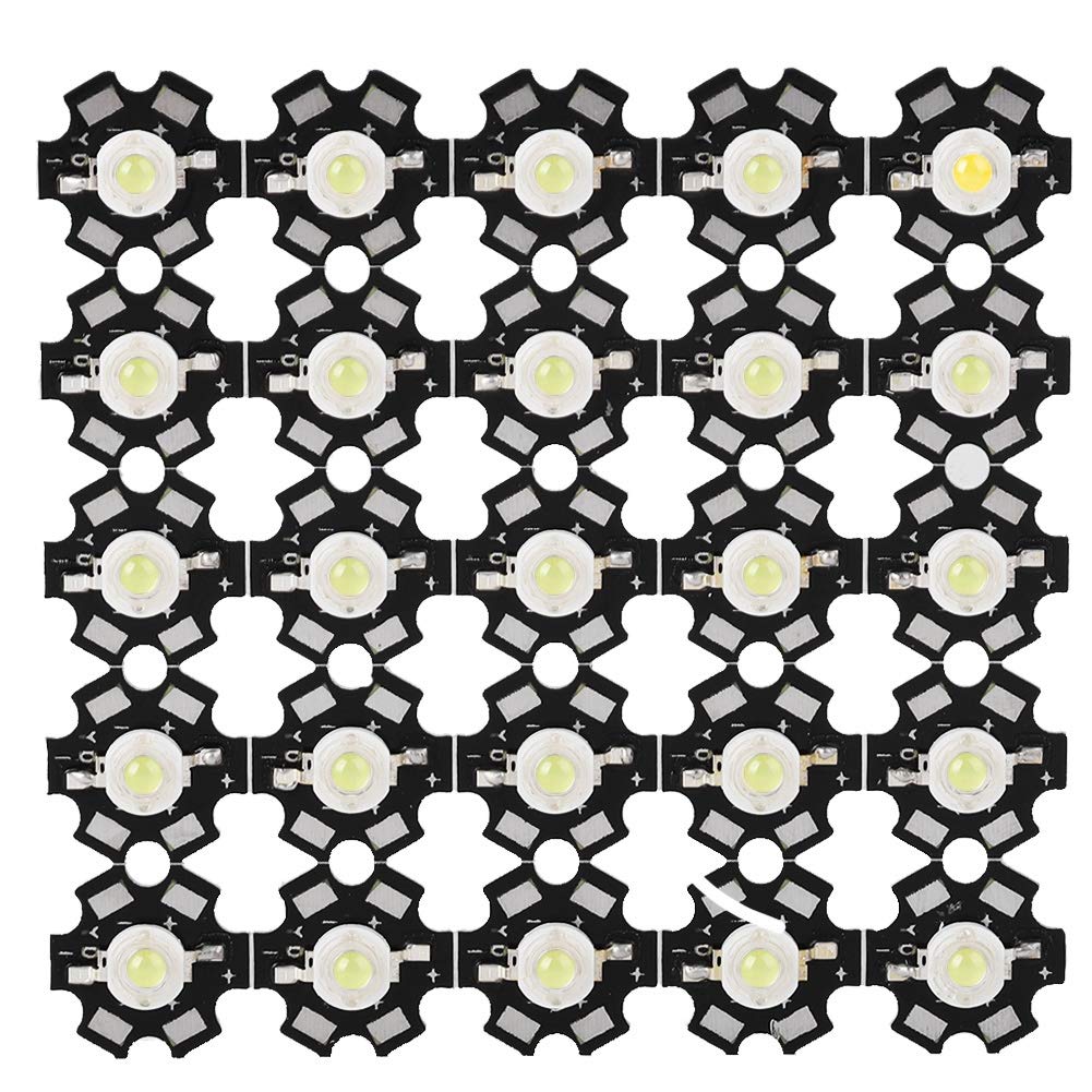 25PCS 3W COB LED Light Bead, Aluminum Substrate, High Brightness, Flicker Free, for Traffic and Indoor Lighting (10000-15000K)