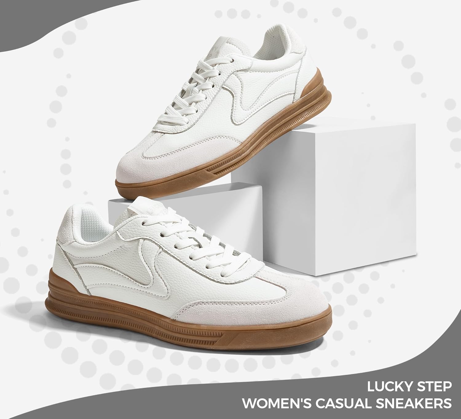 LUCKY STEP Women's Retro Fashion Sneakers Classic Cute Casual Trainers Trendy Footwear Lace up Tennis Walking Skate Shoes - Image 6