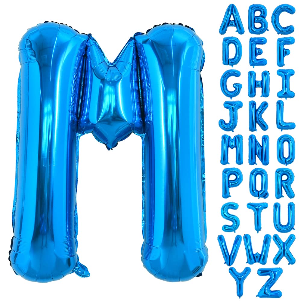 TONIFUL 40 Inch Large Blue Letter MBalloons Giant Alphabet Letter Balloons,Foil Mylar Big Balloons for Birthday Party Anniversary New Year Graduation Supplies Decorations