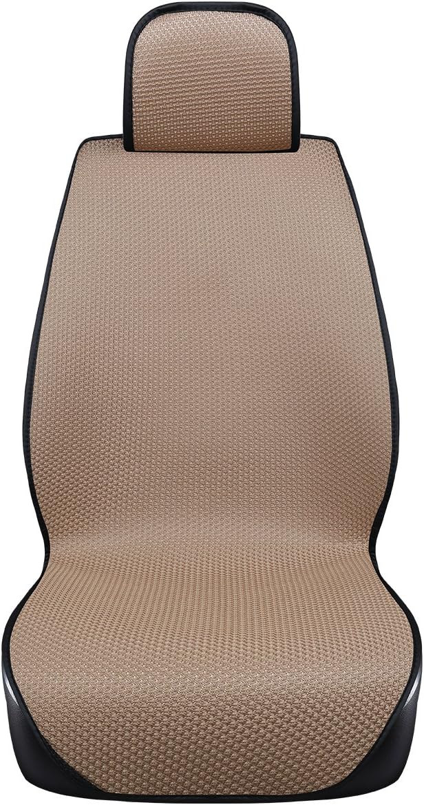 2 Pack Universal Car Seat Cushion Covers Ultra-Thin Ice Silk Non-Slip Car Seat Protector with Seat Bottom & Backrest & Pillow Car Seat Covers (Beige)