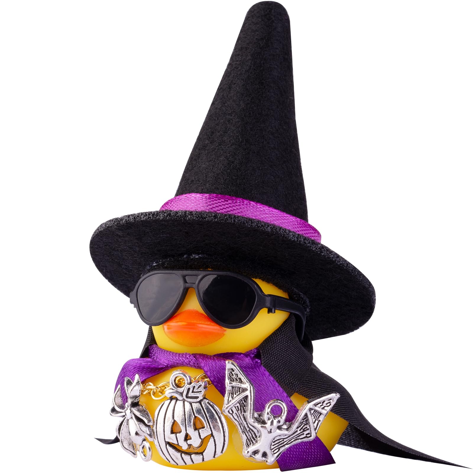 MuMyer Car Rubber Duck Ornaments Halloween Duck Car Dashboard Decorations with Mini Witch Hat Cloak Sunglasses Necklace Halloween Accessories for Halloween Themed Gifts(V7)