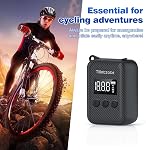 130PSI Mini Electric Bike Pump, Portable Tire Pump with Pressure Gauge, Auto Shut-off, Rechargeable Battery, for MTB/Road/City Bike, Presta and Schrader Valve, Black