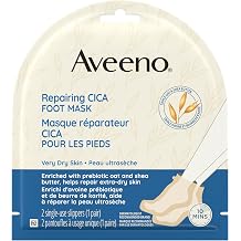 Aveeno Repairing CICA Foot Mask with Prebiotic Oat and Shea Butter, Moisturizing Foot Mask for Extra Dry Skin, 2 Single-Use Slippers 1 ea