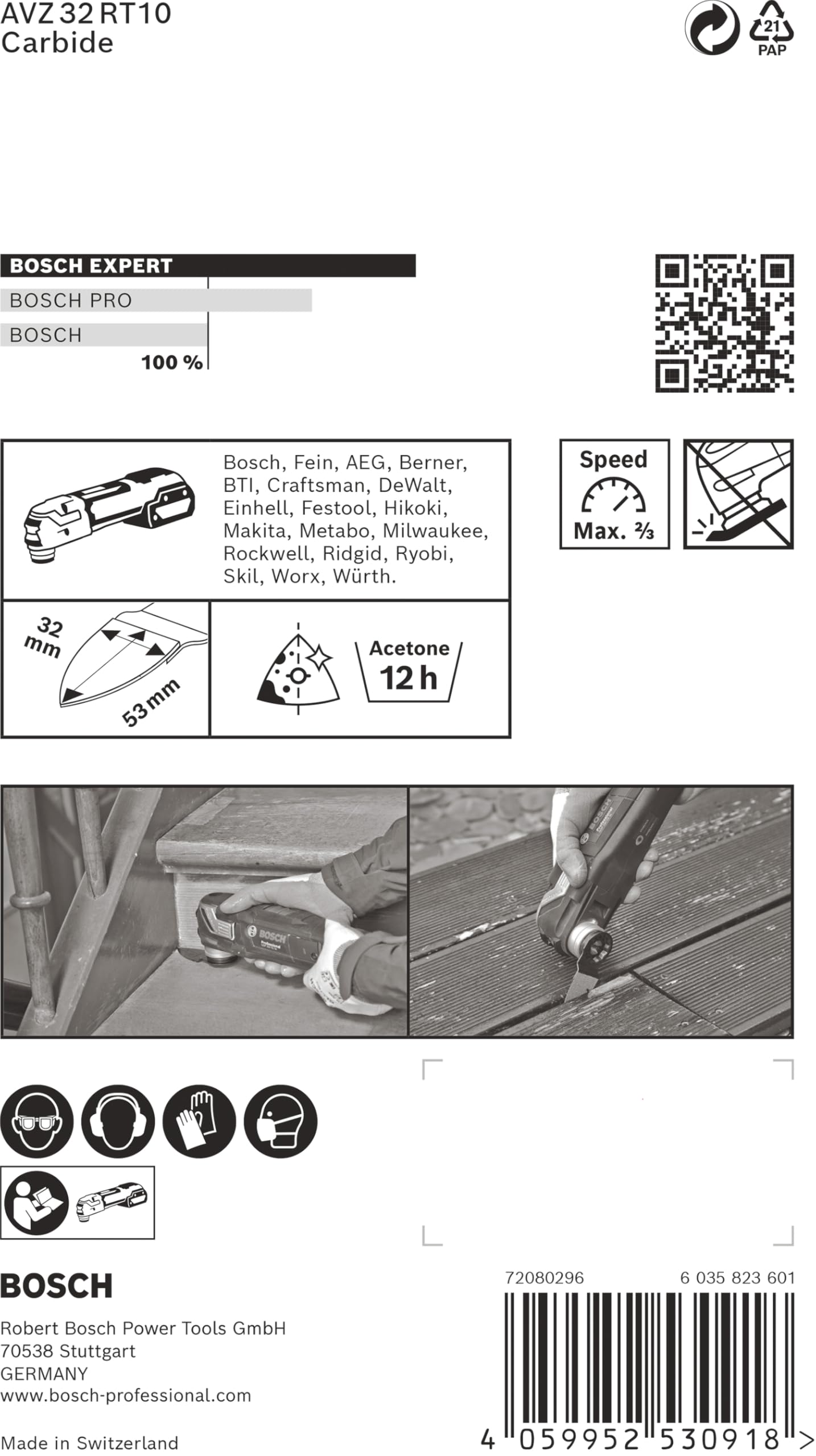 Bosch Professional 1x Expert Sanding Finger per utensili multifunzione AVZ 32 RT10 fini (per Legno duro, Legno tenero, Larghezza 32 mm, accessorio Utensile multifunzione)