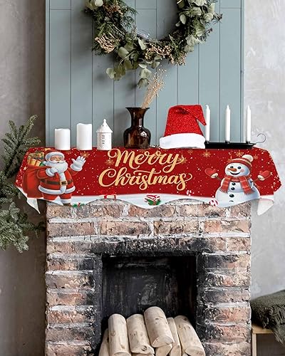 Miniatura 5 de Bufanda roja para chimenea de Navidad, Papá Noel, muñeco de nieve, decoración de mantel de Navidad para chimenea, regalos de Navidad, copo de nieve,