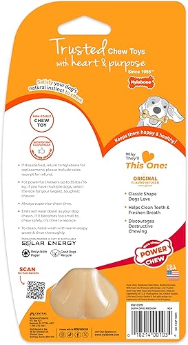 Vista 55 de Nylabone Power Chew Juguete masticable duradero con sabor a pollo, para perros medianos, para masticadores agresivos, huesos indestructibles, M/lobo