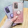 Funda de Silicona para Xiaomi Poco X3 GT, TPU Suave con Soporte de Anillo Metálico, Diseño de Lujo con Purpurina y Flores Tiernas, Compatible con Xiaomi Poco X3 GT (Púrpura) 5