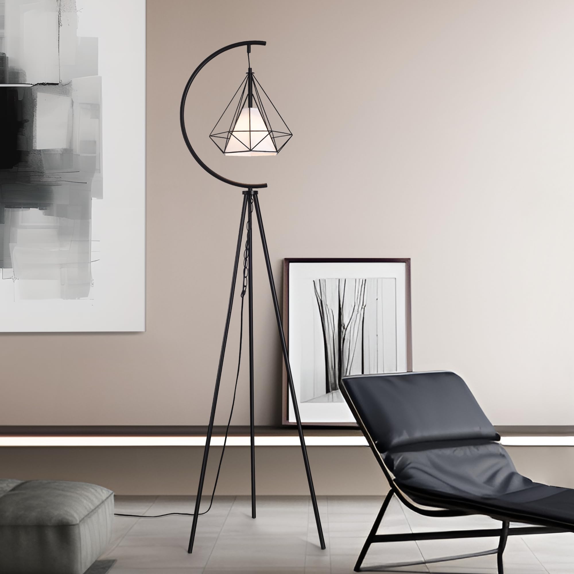 lux.pro Ponadczasowy design lampa stojąca nowoczesna elegancka lampa statywowa do salonu sypialnia z przełącznikiem nożnym E27 60 W metal poliester wysokość 171 cm czarny biały