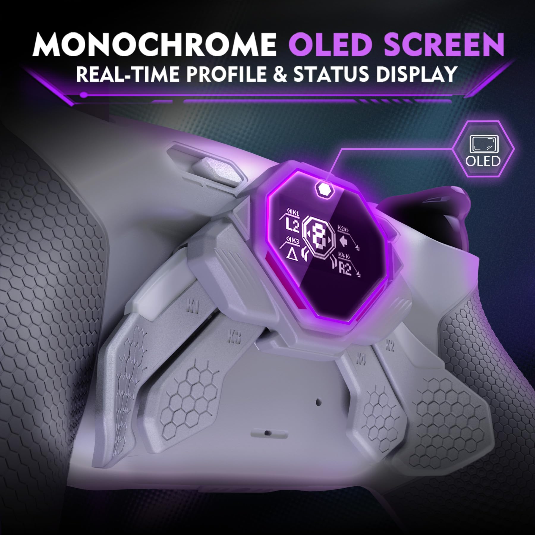 eXtremeRate Spark Remap Kit für ps5 Controller BDM-030/040/050 Modell, Instant Clicky Trigger Modul & 4 Konfigurierbar Back Paddles mit OLED-Display Upgrade Umbau Set für ps5-Grau&Klassik Grau