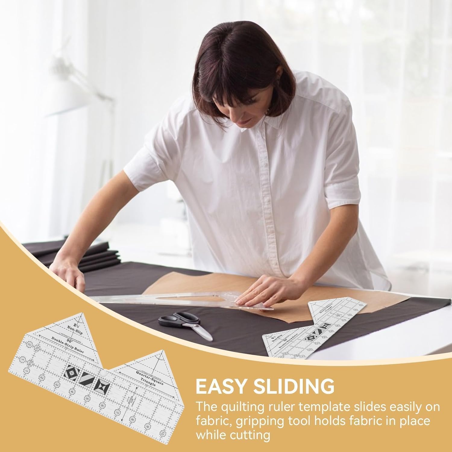 Ruler Grids 90 Degree Acrylic Double Strip Quilting, Clear 90 Degree Sewing Acrylic Triangular Hand 10in Sewing Cutting for Garment Designs Tailor's Tools