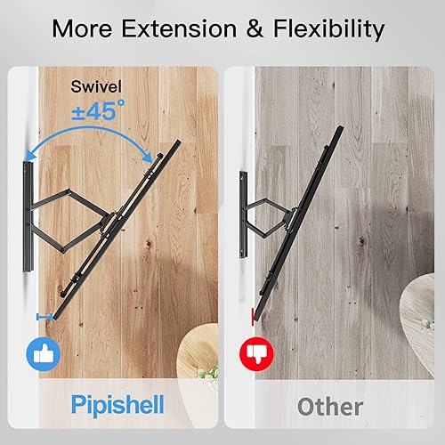 Miniatura 6 de Pipishell PILF3 - Soporte de pared para TV de movimiento completo para televisores planos/curvos de 37 a 75 pulgadas de hasta 100 libras, soporte de