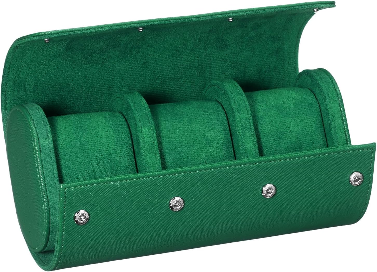 PATIKIL Watch Roll Travel Leather Case, Portable 3 Watch Roll Box with Pillow for Men Women Home Storage Display Gift Storaging Organizer, Green
