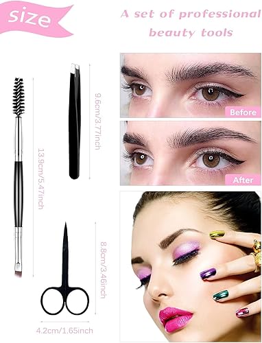 Miniatura 4 de EBANKU 7 Uds. Herramientas de cepillo de peine de pestañas, cepillo de cejas, peine separador de pestañas, herramienta profesional para cejas de