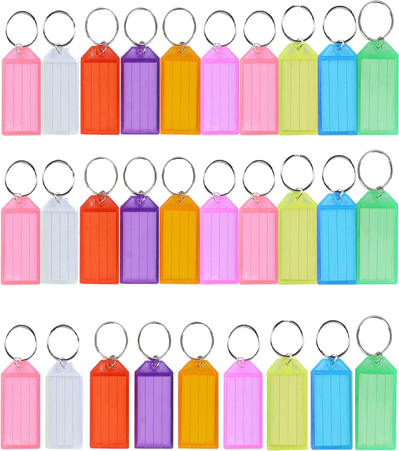 Plastic Key Tags with Labels Heavy Duty for Luggage Pet Id Name Office Keys Name Key Tags Keychain with Key Rings Multicolor-image-39
