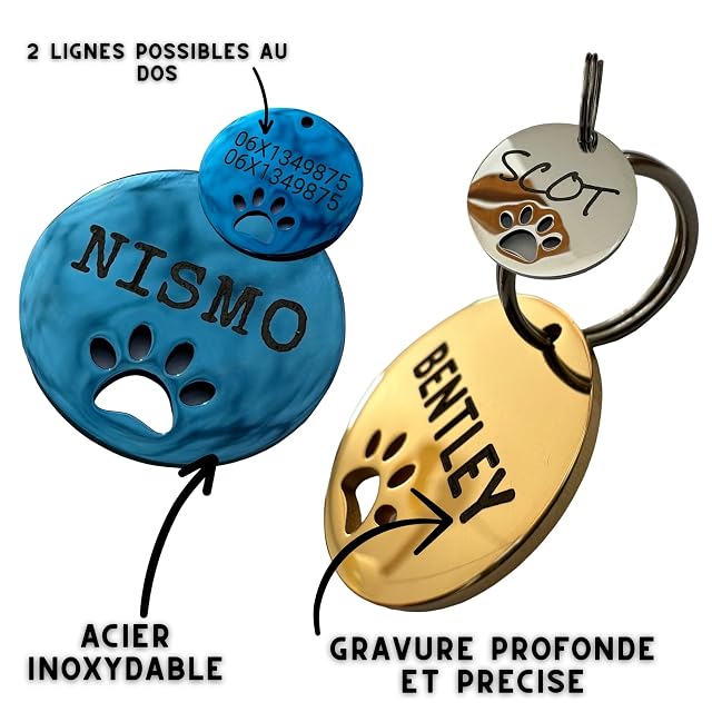 Foto 2 de 5 de UNIKTAG Medalla para perros personalizada 25 mm (1 inch) - Medalla de acero inoxidable grabada