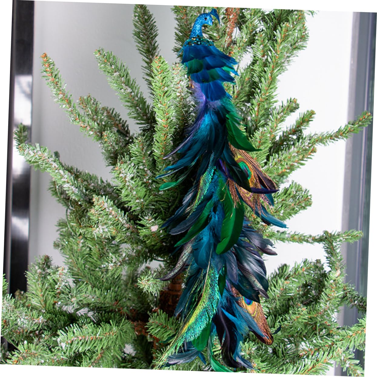 2stücke Pfau Deko Simulation Vogel Clip Für Weihnachtsbaum Kunstschaumdekor Mit Glitzer-Akzenten Vogeldekorationen Für Kranz Und Girlande Weihnachtsclip Für Baumdeko