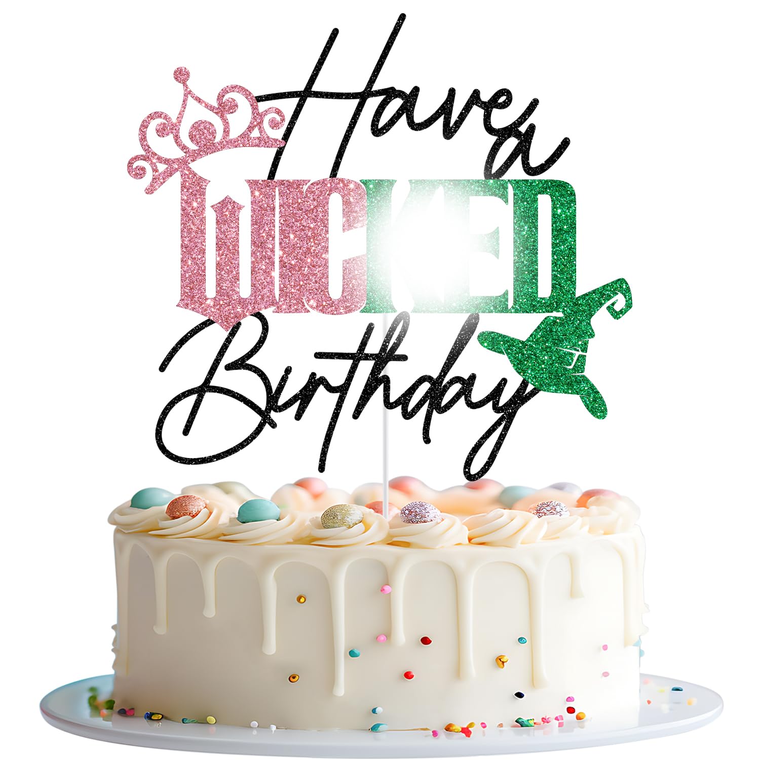 Have a Wicked Birthday Cake Topper, Wicked Birthday Party Decorations, Pink Goes Good with Green, Movie Princess Witch Party Decorations