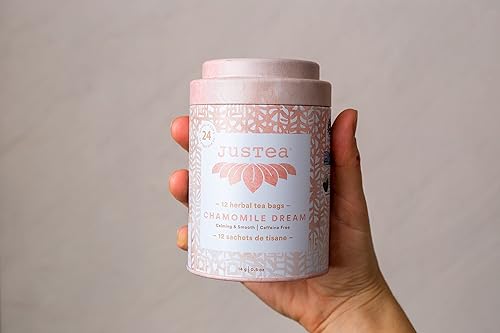 Miniatura 5 de JusTea Chamomile Dream  Bolsas de té compostables con pirámide  Té de hierbas  Más de 12 tazas  Sin cafeína  Galardonadas  Comercio Justo  Sin OMG